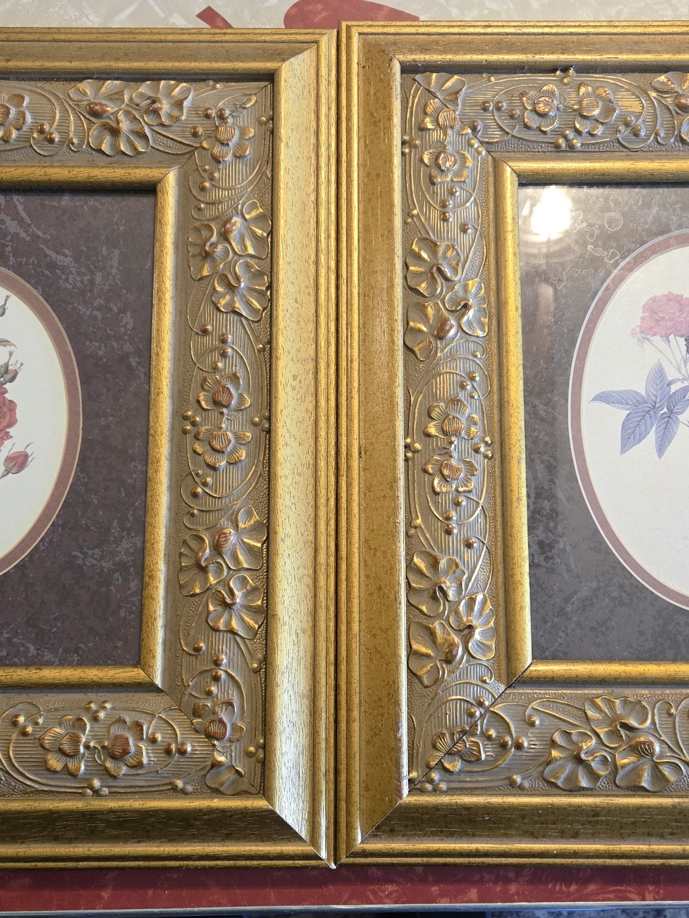 Gold Floral Embossed Picture Frame Pair